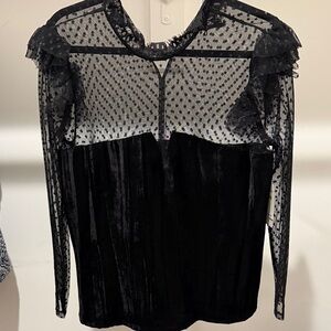 Melrose and Market Black Sheer Lace Blouse